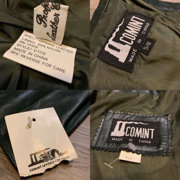 Absolutely Stunning Comint Size 5/6 Green Genuine Leather Two Piece Blazer Set - Picture 4 of 4